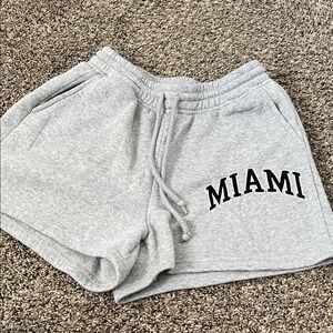Gray Women's Shorts with 'MIAMI' Print
